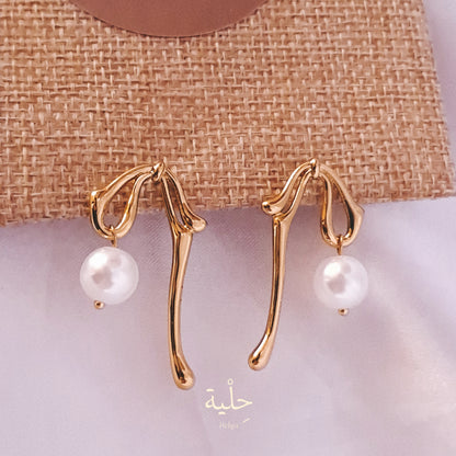Stainless steel earing with Pearls - gold