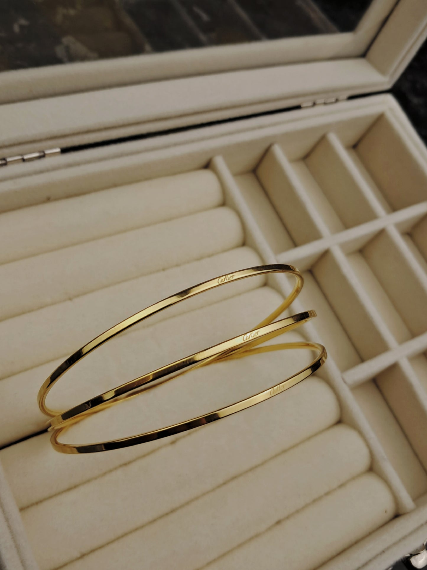 Triple cartier set stainless steel bracelets - gold