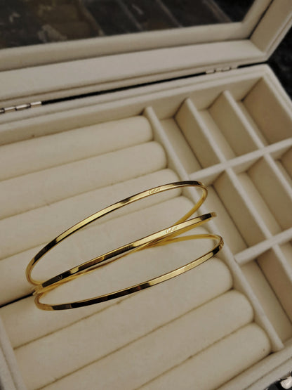 Triple cartier set stainless steel bracelets - gold