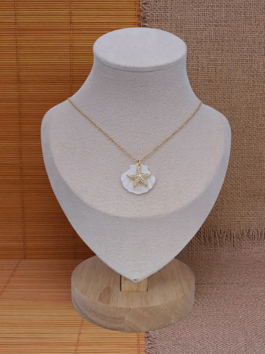 star and shell pendant stainless steel necklace