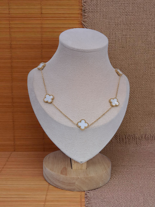 Van Cleef gold with white stainless steel necklace